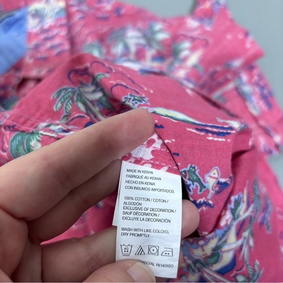 IZOD Saltwater Men's XL NWT Button Front Casual Short Sleeve Shirt Tropical Pink - Picture 6 of 9